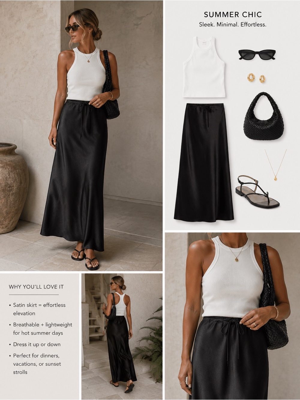 Maison d’Amelie Paris Drawstring Satin Skirt BLACK NWT US10